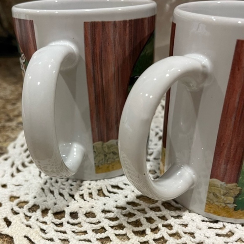 Houston Harvest Fun Cow and Barn Farm Mug Set of Two Coffee Tea - Picture 10 of 13